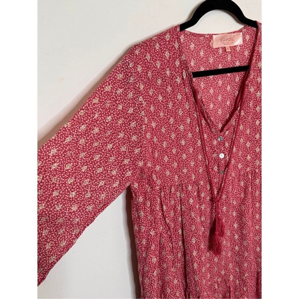 Sundance Scandal Italy Scarlet Pink Cotton Dress Large - Picture 3 of 8